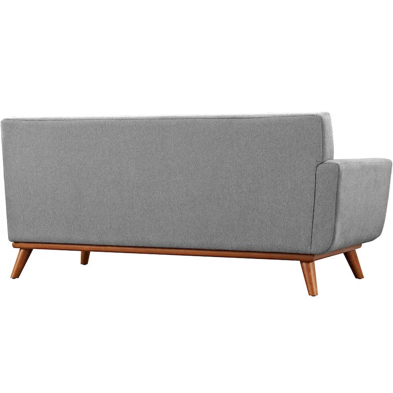 Mid-century Modern Upholstered Fabric Left-arm Loveseat, Azure
