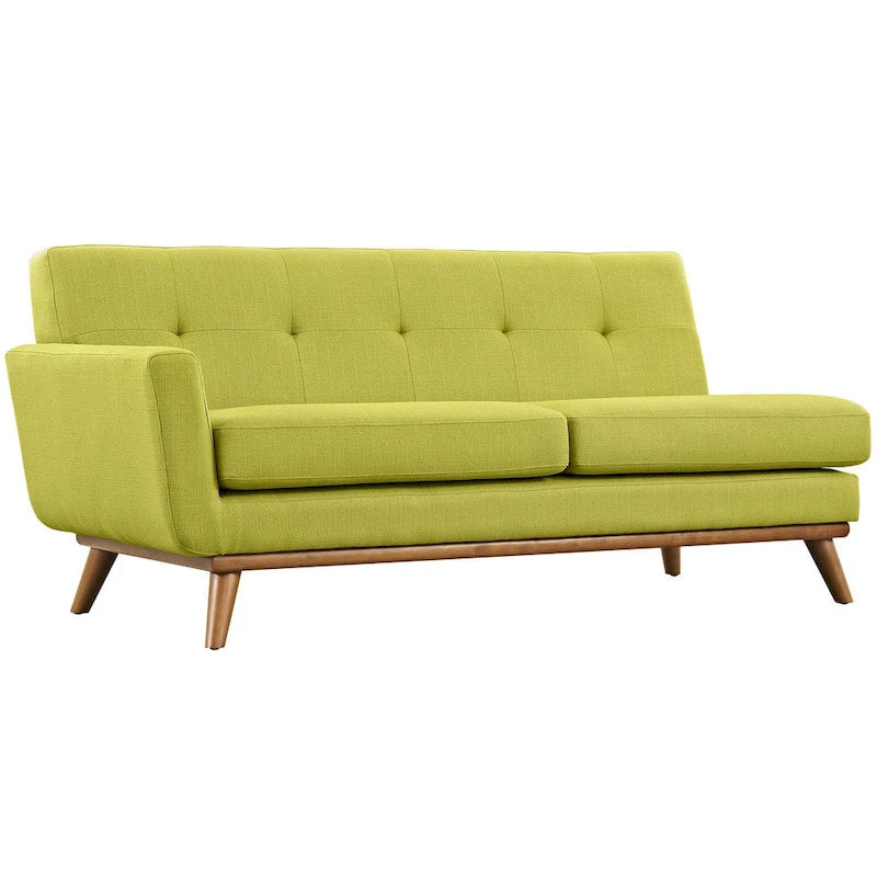 Mid-century Modern Upholstered Fabric Left-arm Loveseat, Azure