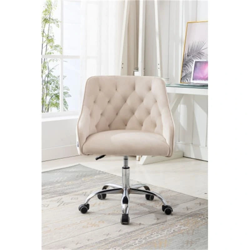 Desk Modern velvet office computer height adjustable mid-back work chair with silver feet