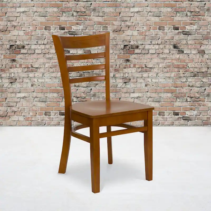 Wooden Slat Back Restaurant Chair (Set of 2)