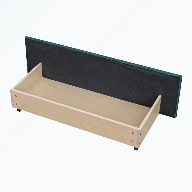 Upholstered Platform Bed with Stud Trim Headboard and Footboard