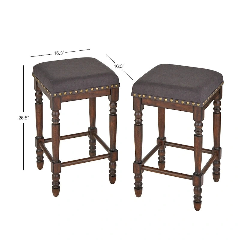 Turned Leg Counter Stool (Set of 2)