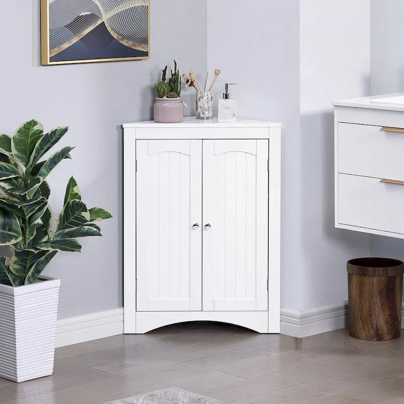 Corner Cabinet with Doors and Shelves