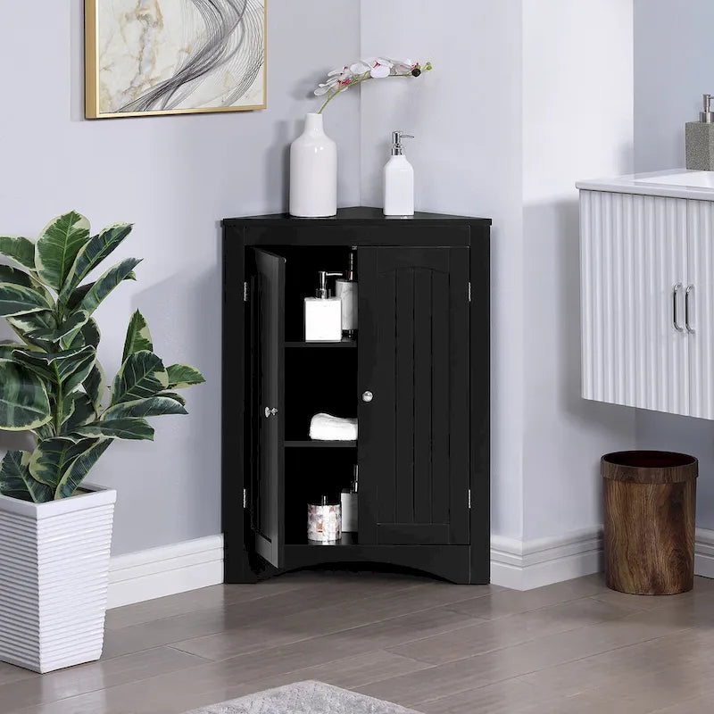 Corner Cabinet with Doors and Shelves