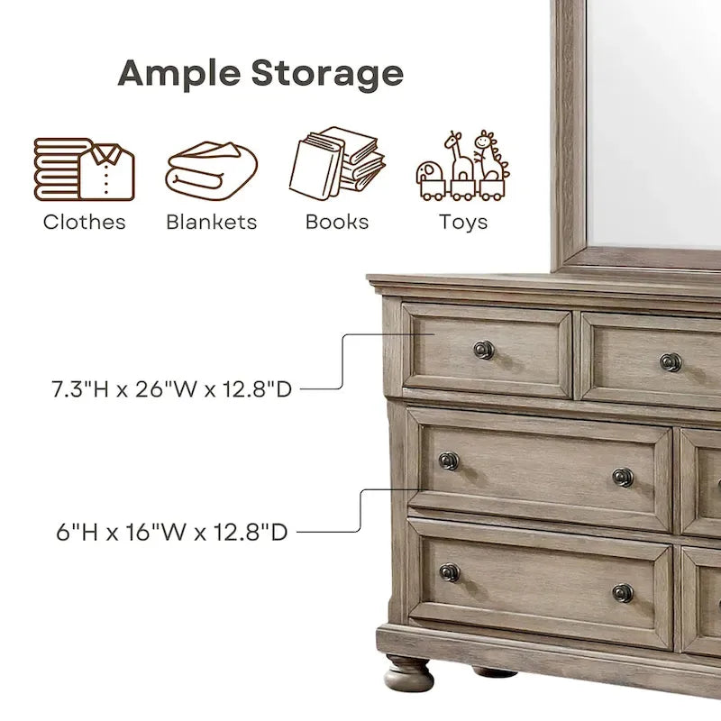 Transitional Grey Wood 2-Piece Storage Sleigh Bed and Dresser Set by
