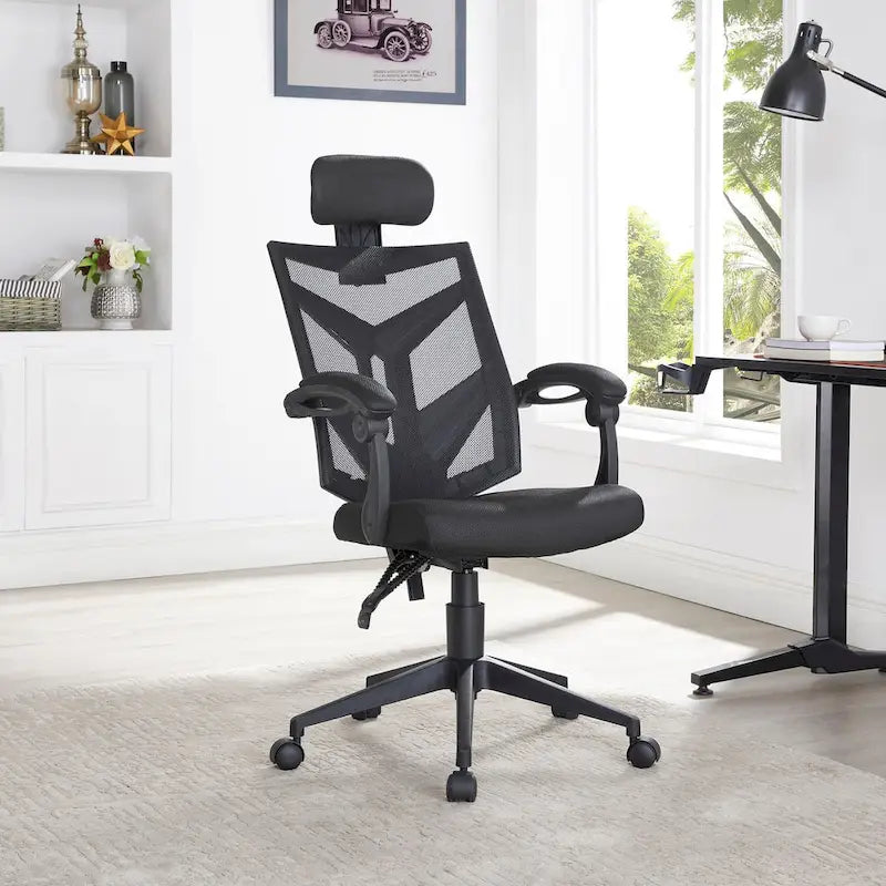 Adjustable Ergonomic Office Chair with Headrest Ergonomic Desk Chair High Back Mesh Office Chairs with Lumbar Support and Wheels