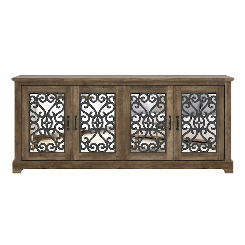 68.2 in. Grey Stone 4-Door Wide TV Stand for TVs up to 75 in. - 68.2L x 17.1W x 29.3H