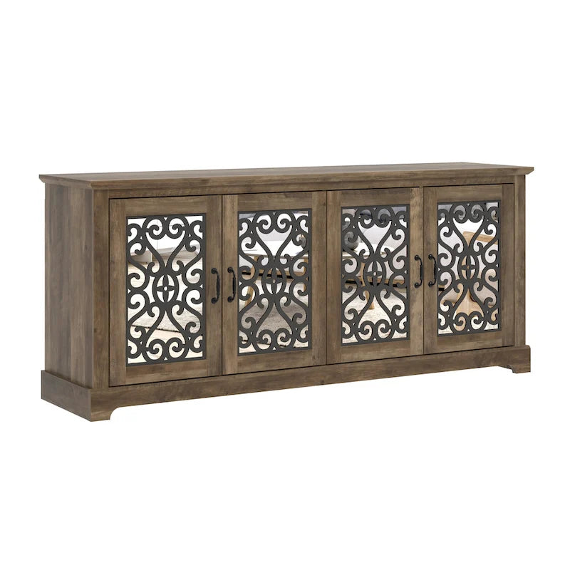 68.2 in. Grey Stone 4-Door Wide TV Stand for TVs up to 75 in. - 68.2L x 17.1W x 29.3H