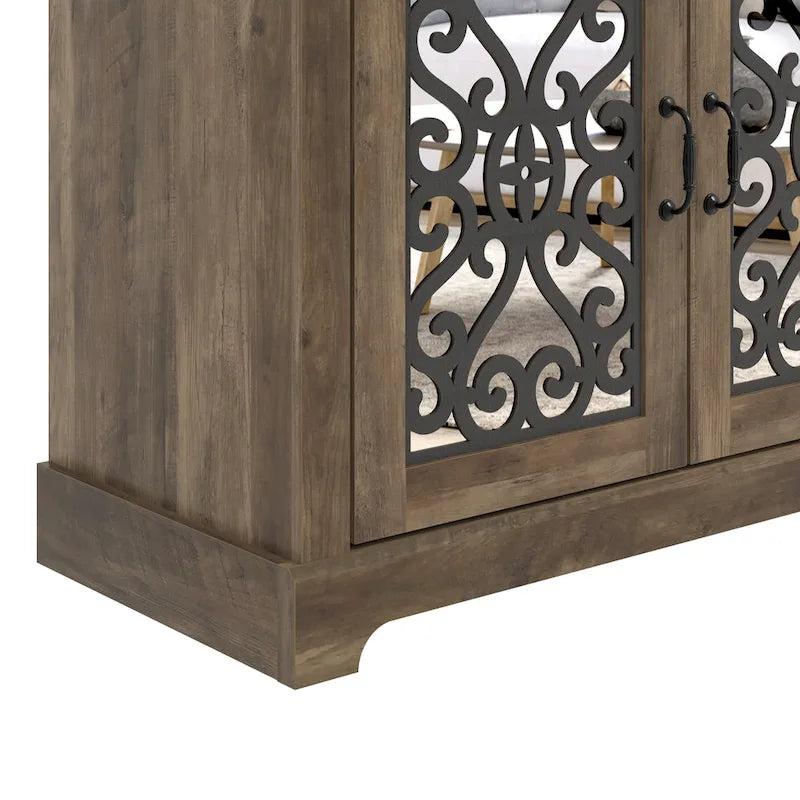 68.2 in. Grey Stone 4-Door Wide TV Stand for TVs up to 75 in. - 68.2L x 17.1W x 29.3H