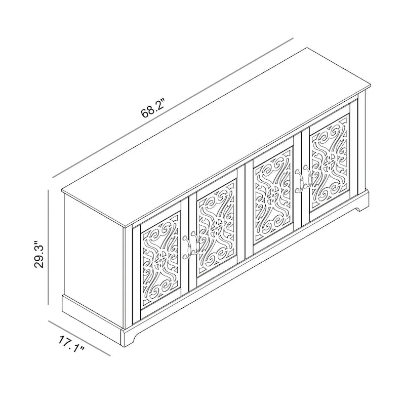 68.2 in. Grey Stone 4-Door Wide TV Stand for TVs up to 75 in. - 68.2L x 17.1W x 29.3H
