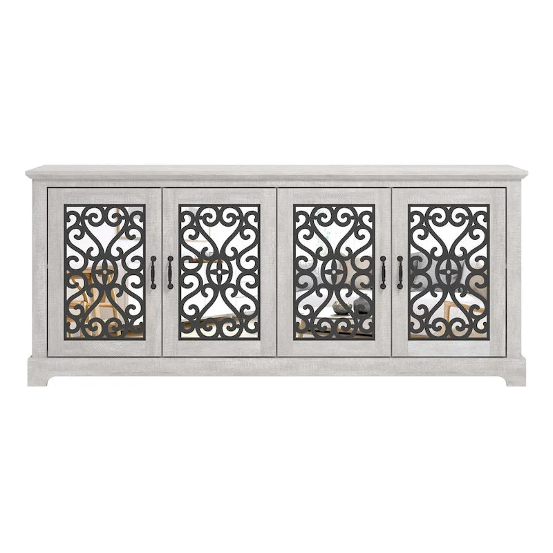 68.2 in. Grey Stone 4-Door Wide TV Stand for TVs up to 75 in. - 68.2L x 17.1W x 29.3H