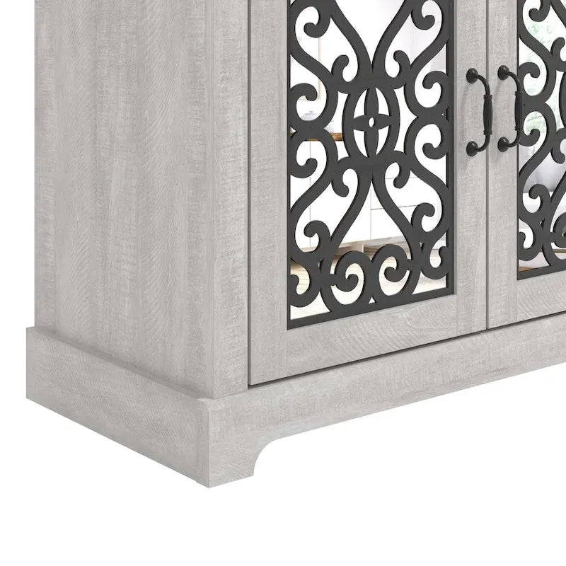68.2 in. Grey Stone 4-Door Wide TV Stand for TVs up to 75 in. - 68.2L x 17.1W x 29.3H