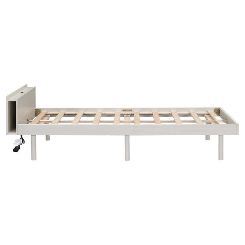 Modern Design Twin Size Platform Bed Frame with Built-in USB Ports
