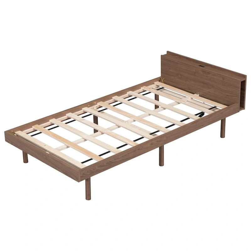 Modern Design Twin Size Platform Bed Frame with Built-in USB Ports