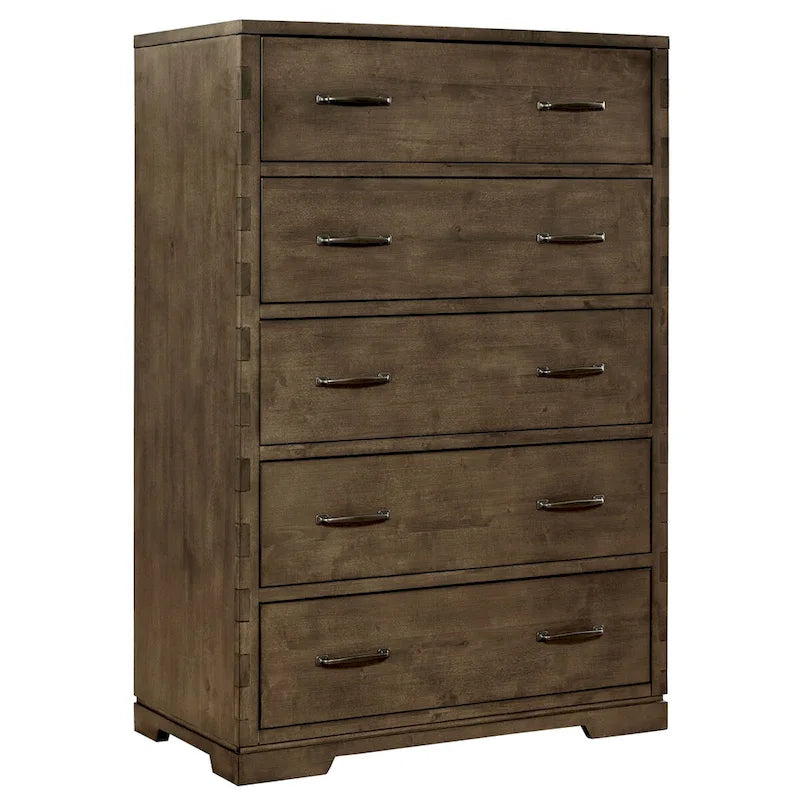 Dovetail 5-Drawer Contemporary Wood Chest, Graphite Gray