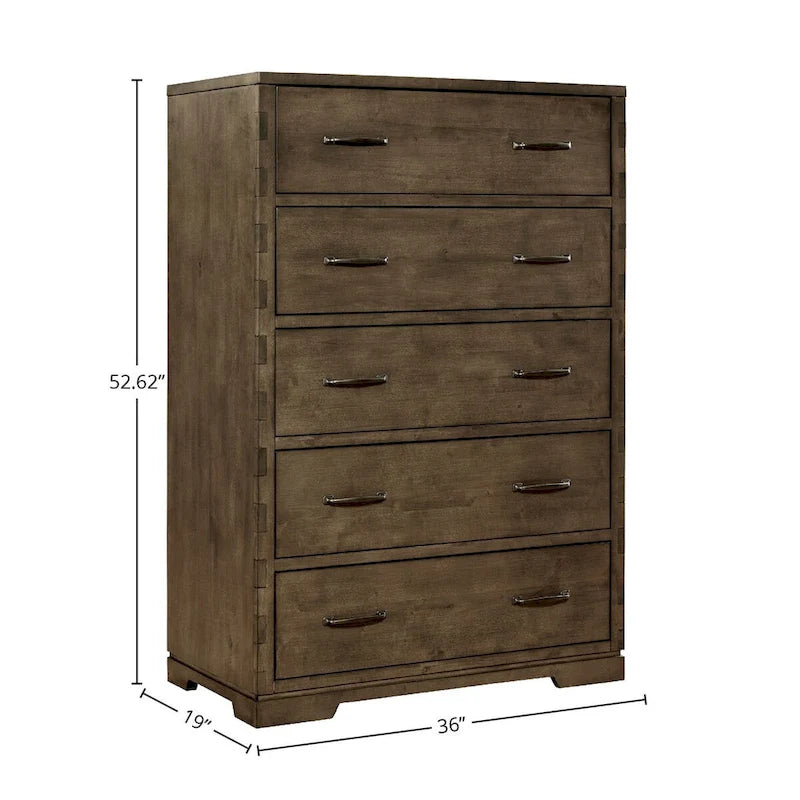 5-Drawer Contemporary Wood Chest, Graphite Gray