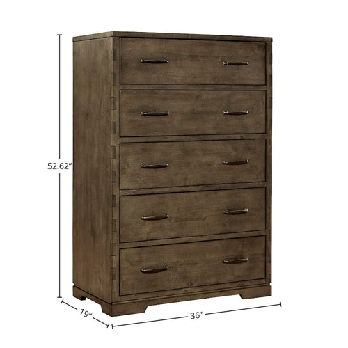 5-Drawer Contemporary Wood Chest, Graphite Gray