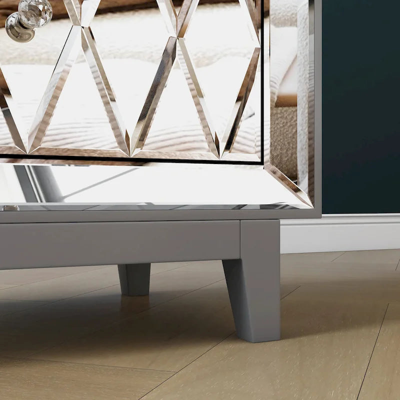 2-Drawer Mirrored Nightstand End Table