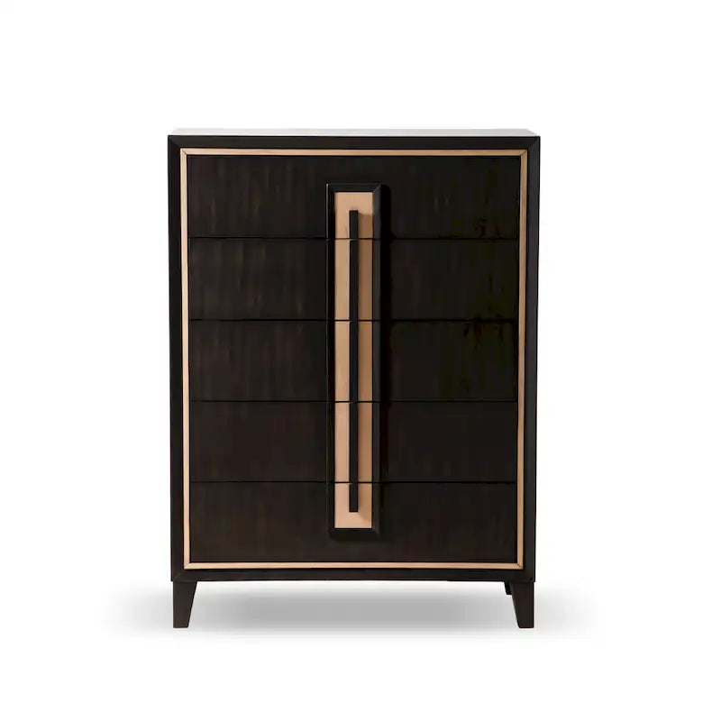 Modern 5-Drawer Espresso Solid Wood Chest