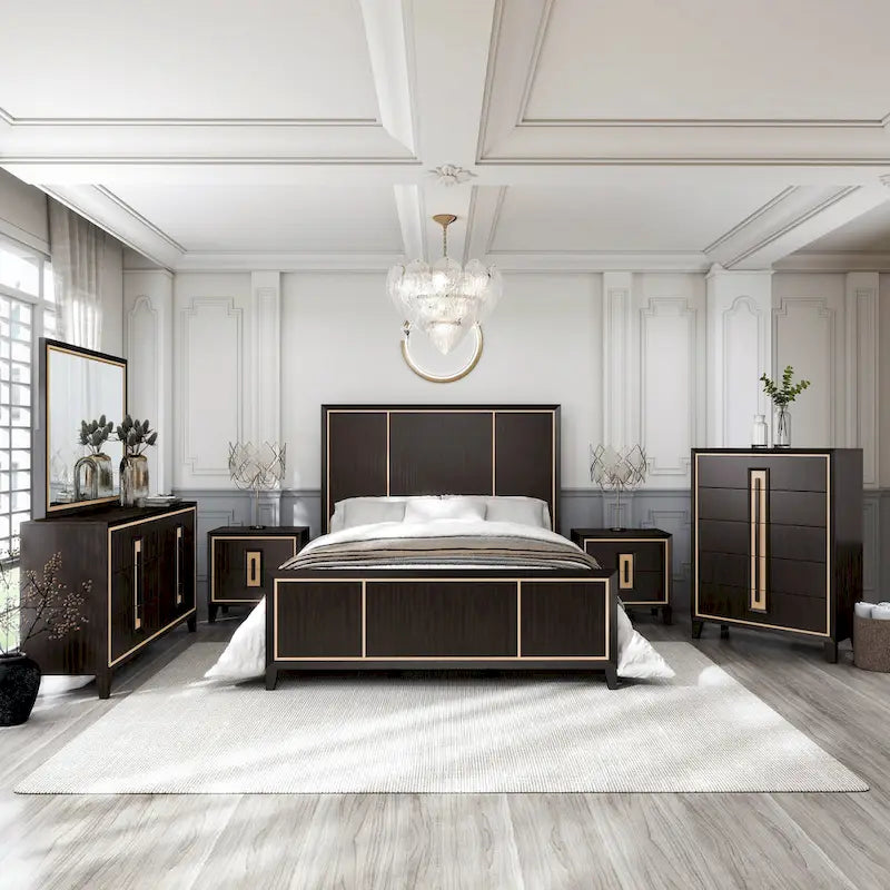 Modern 5-Drawer Espresso Solid Wood Chest