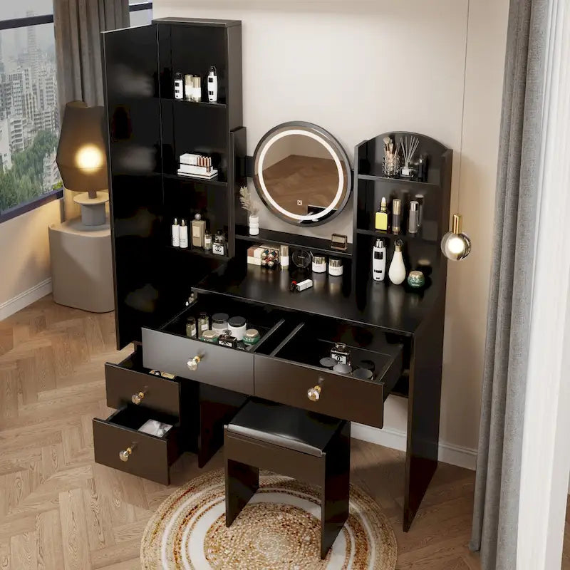 Makeup Vanity Desk with Mirror and Lights, Dressing Table for Bedroom