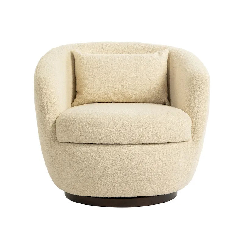 Upholstered Swivel Barrel Armchair with Storage Modern Living Room Side Chair for Bedroom/Office/Reading Spaces