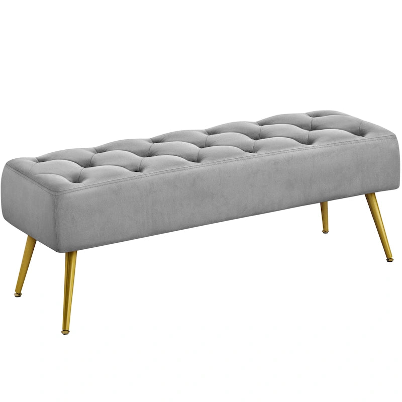 Upholstered Footstool Velvet Ottoman Button-Tufted Table Bench - 451617