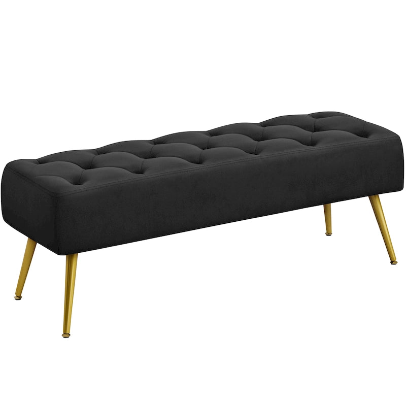 Upholstered Footstool Velvet Ottoman Button-Tufted Table Bench - 451617