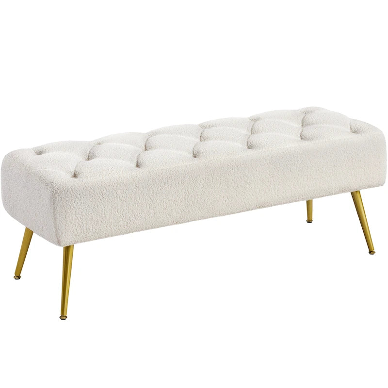 Upholstered Footstool Velvet Ottoman Button-Tufted Table Bench - 451617