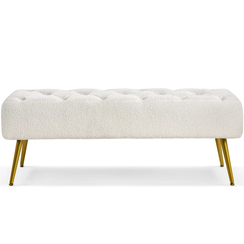 Upholstered Footstool Velvet Ottoman Button-Tufted Table Bench - 451617