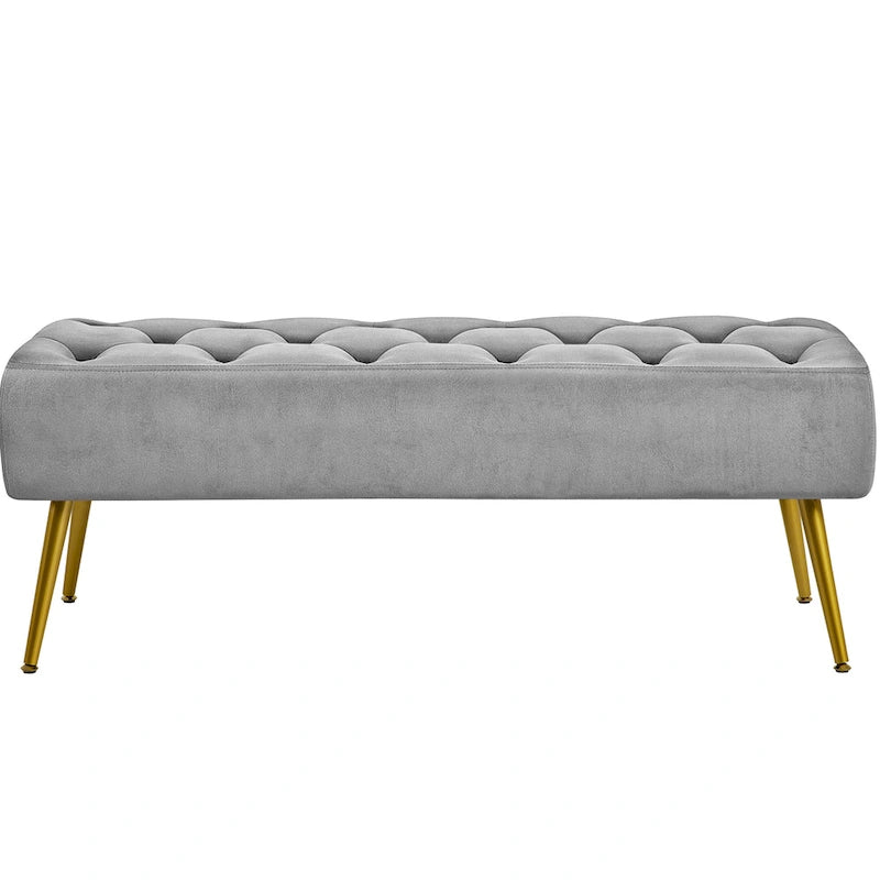 Upholstered Footstool Velvet Ottoman Button-Tufted Table Bench - 451617