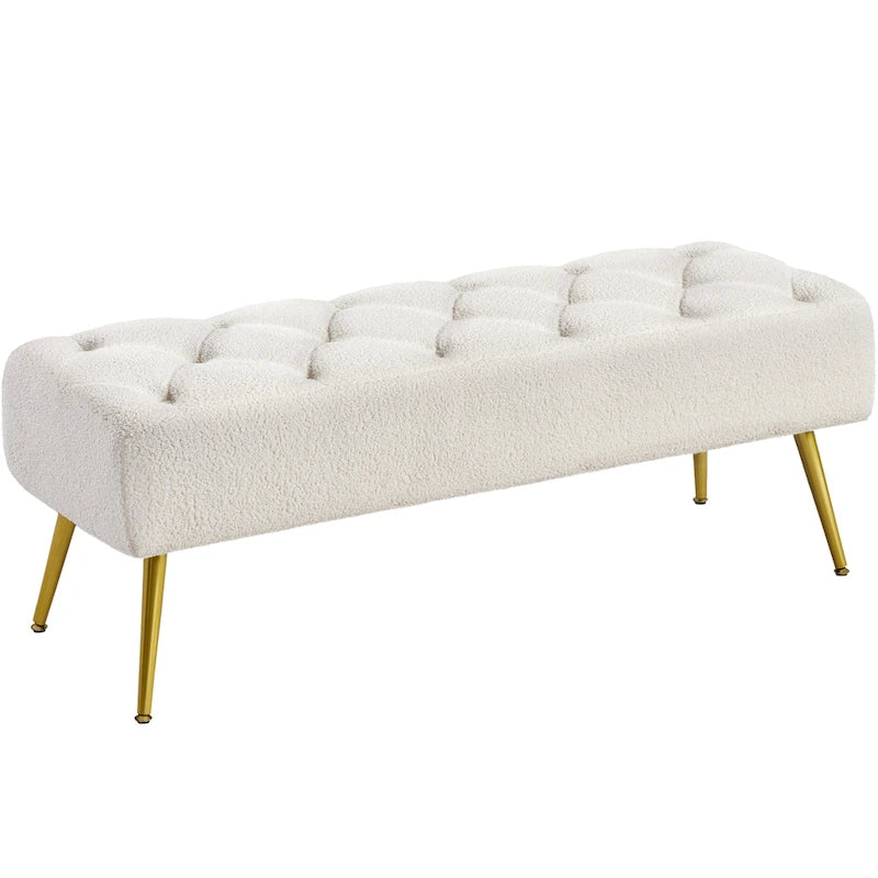 Upholstered Footstool Velvet Ottoman Button-Tufted Table Bench - 451617