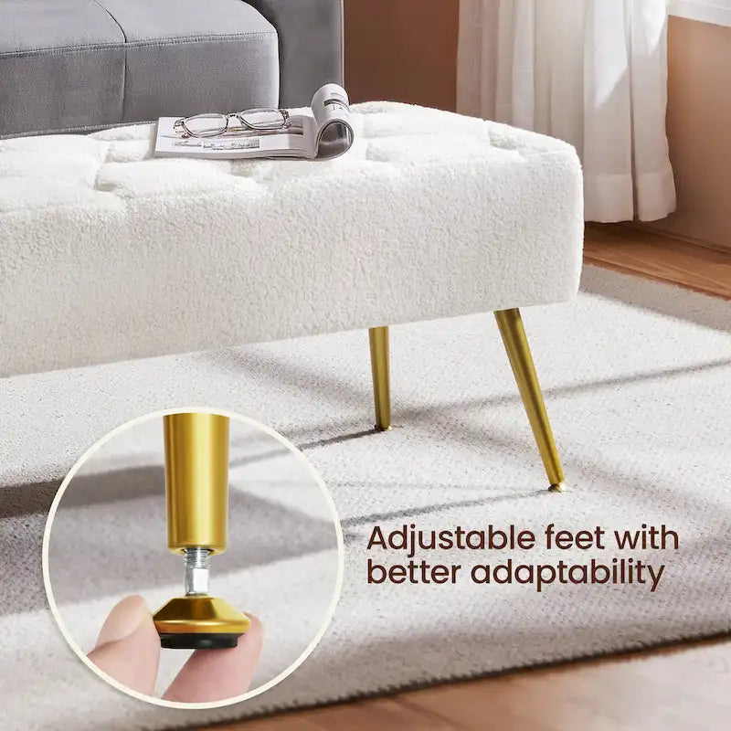 Upholstered Footstool Velvet Ottoman Button-Tufted Table Bench - 451617