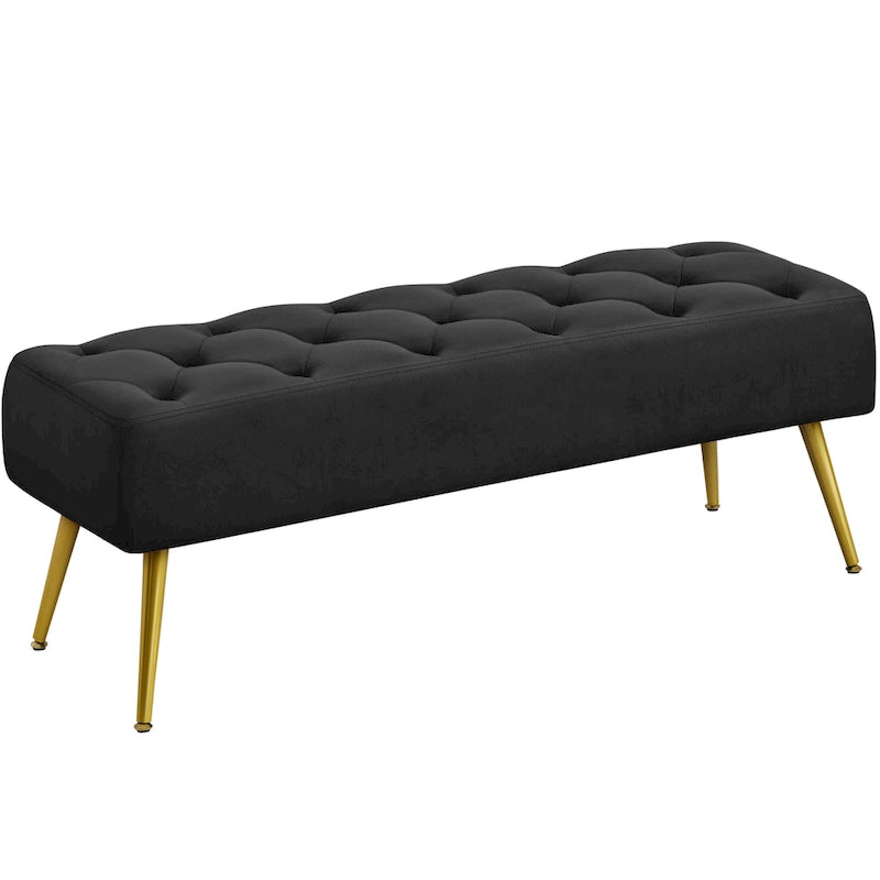 Upholstered Footstool Velvet Ottoman Button-Tufted Table Bench - 451617