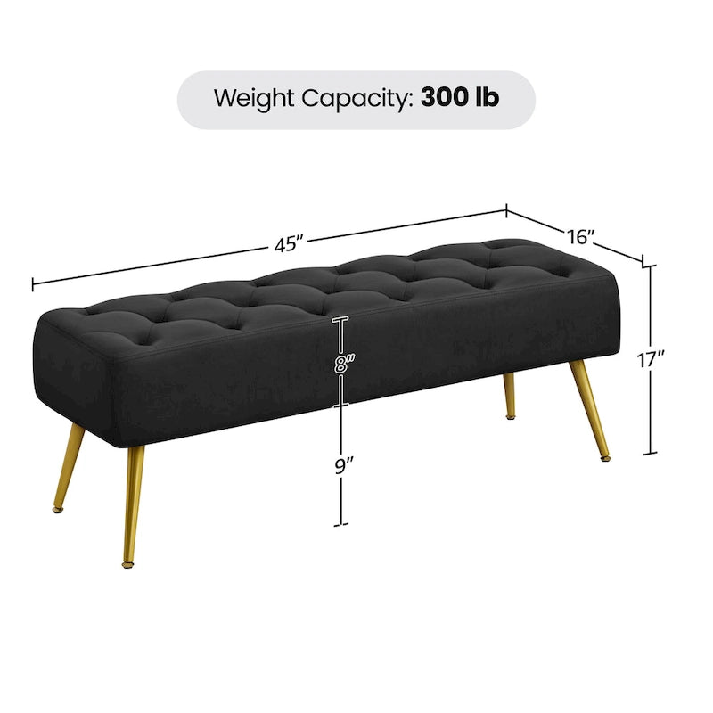 Upholstered Footstool Velvet Ottoman Button-Tufted Table Bench - 451617
