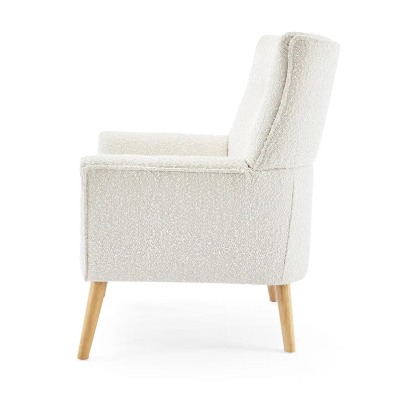 Modern Plush Fabric Accent Chair with Wood Legs