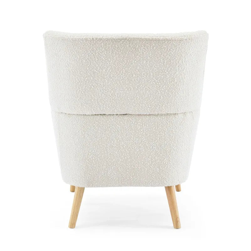 Modern Plush Fabric Accent Chair with Wood Legs