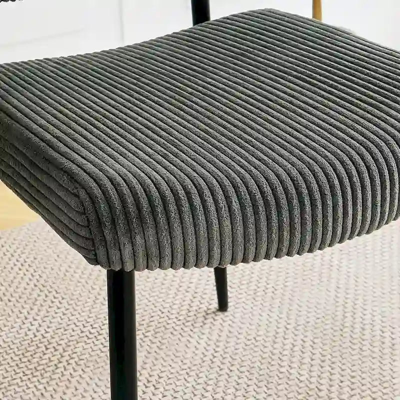 Modern simple velvet dining chair Fabric Upholstered Chairs home bedroom stool back dressing chair black metal legs(set of 2)
