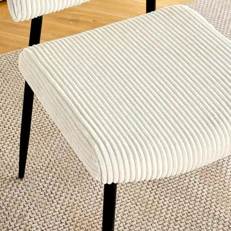 Modern simple velvet dining chair Fabric Upholstered Chairs home bedroom stool back dressing chair black metal legs(set of 2)